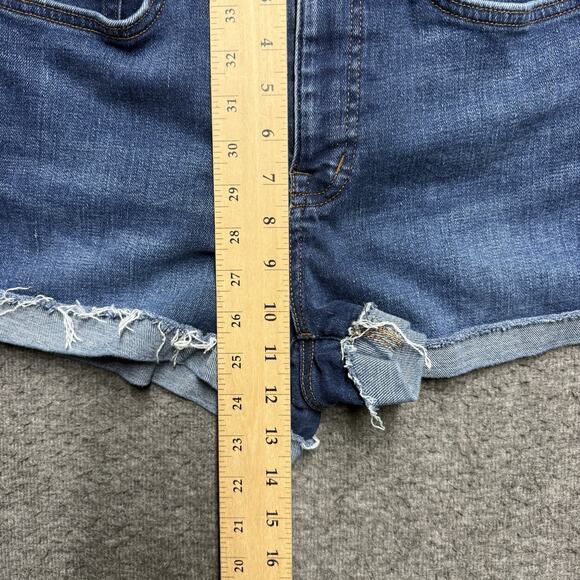 Madewell High-Rise Denim Shorts Womens 28 Blue Cut Off Raw Hem Cuffed - Picture 6 of 7